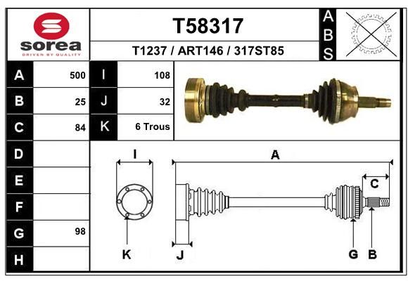 EAI Приводной вал T58317