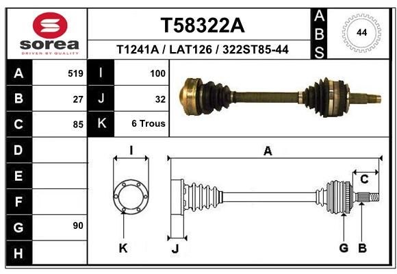 EAI Приводной вал T58322A