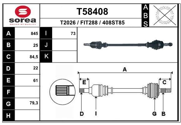 EAI Приводной вал T58408