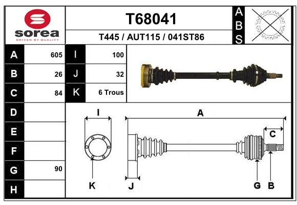 EAI Приводной вал T68041