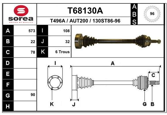 EAI Приводной вал T68130A