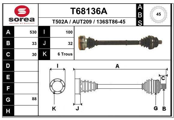 EAI Приводной вал T68136A