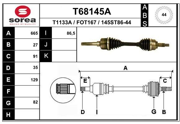 EAI Приводной вал T68145A