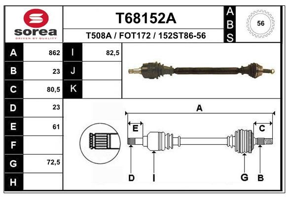 EAI kardaninis velenas T68152A