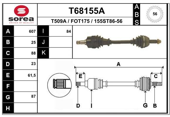 EAI Приводной вал T68155A