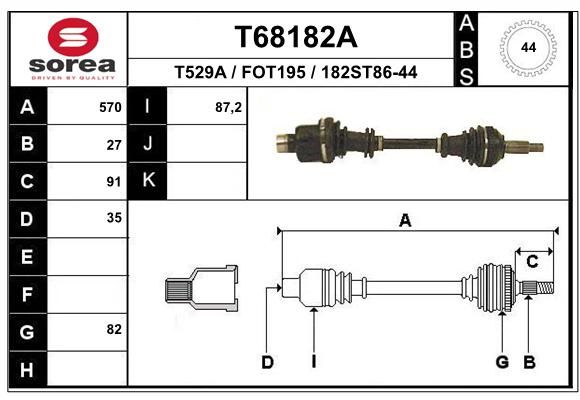 EAI Приводной вал T68182A