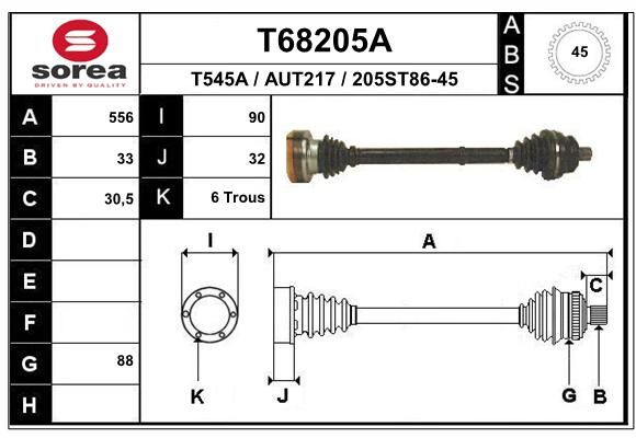 EAI Приводной вал T68205A