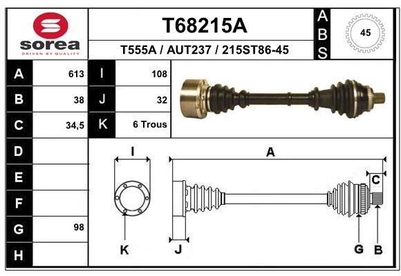 EAI Приводной вал T68215A