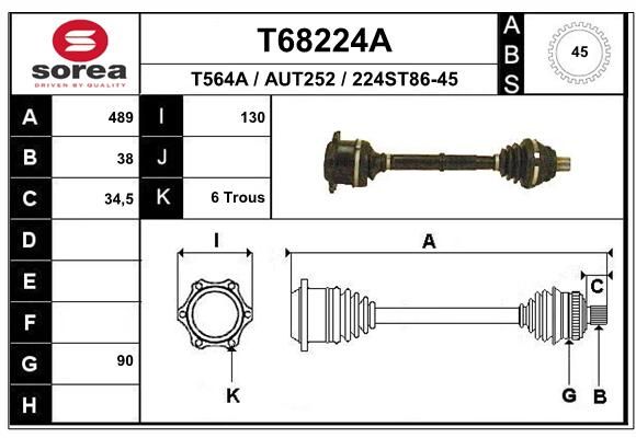 EAI Приводной вал T68224A