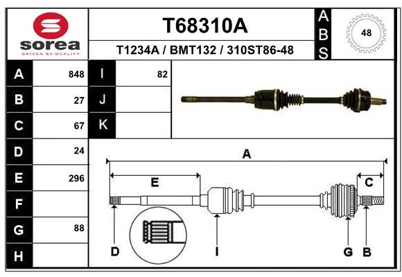 EAI Приводной вал T68310A