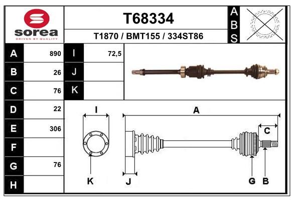 EAI Приводной вал T68334