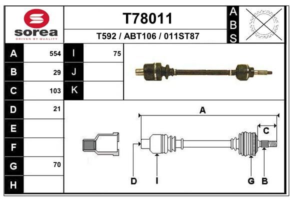 EAI Приводной вал T78011