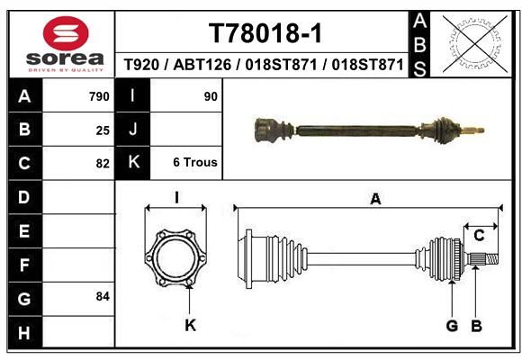 EAI Приводной вал T78018-1