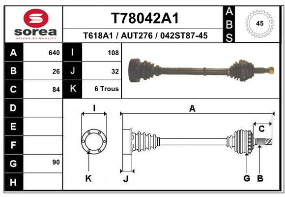 EAI Приводной вал T78042A1