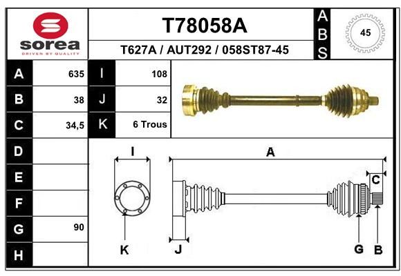 EAI Приводной вал T78058A