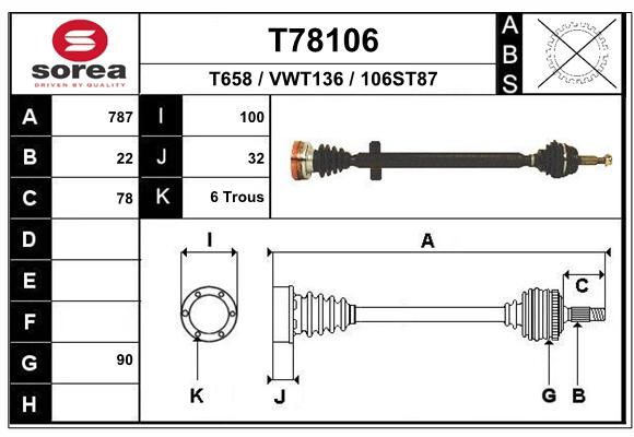 EAI Приводной вал T78106