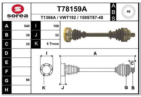 EAI kardaninis velenas T78159A