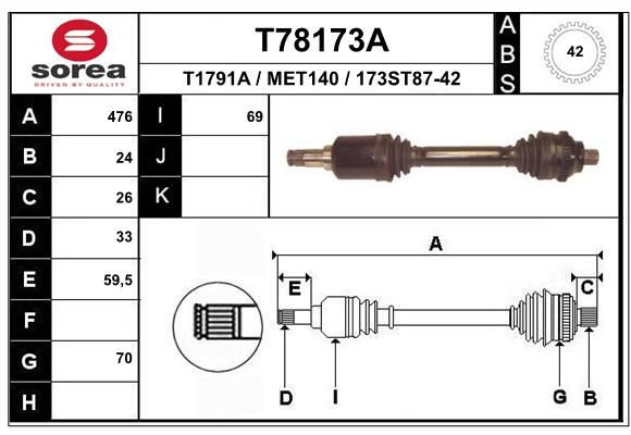 EAI Приводной вал T78173A