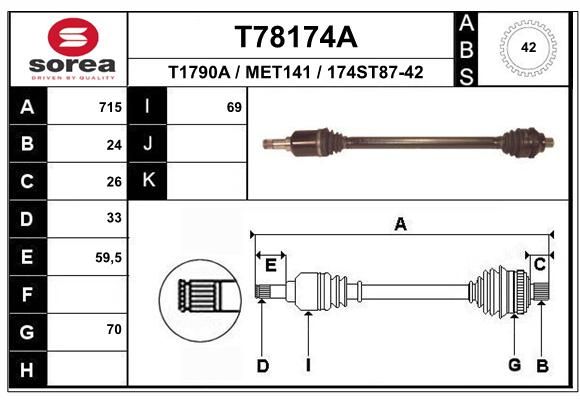 EAI Приводной вал T78174A