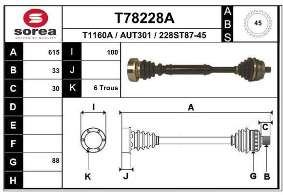 EAI Приводной вал T78228A