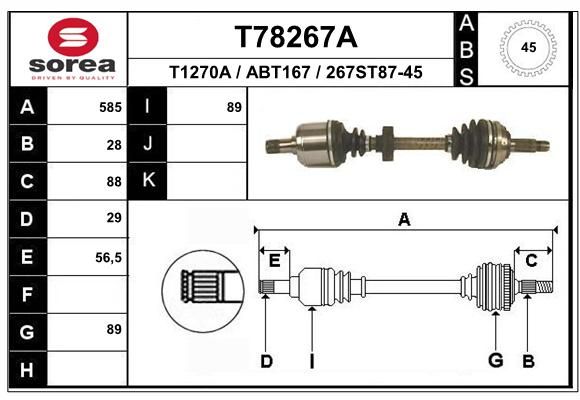 EAI Приводной вал T78267A