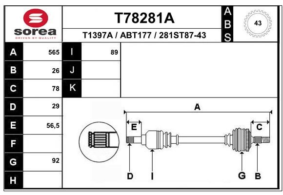 EAI kardaninis velenas T78281A