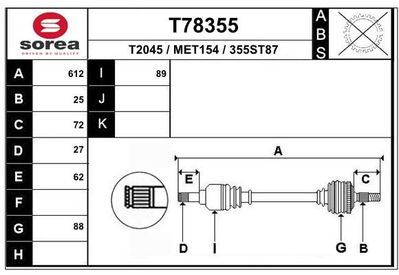 EAI kardaninis velenas T78355