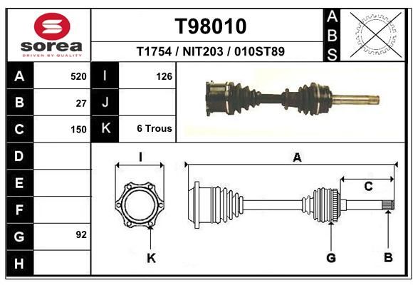 EAI Приводной вал T98010