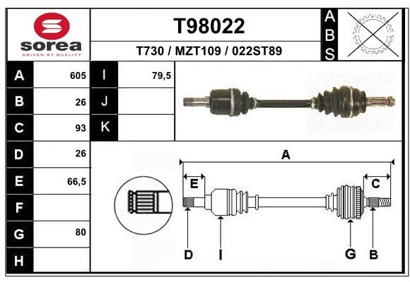 EAI Приводной вал T98022