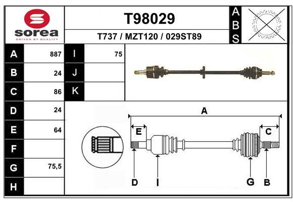 EAI Приводной вал T98029