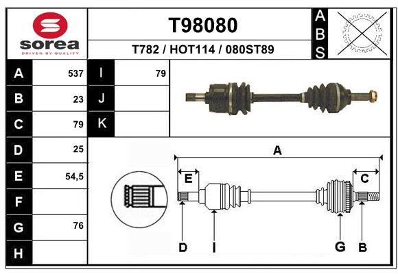 EAI Приводной вал T98080