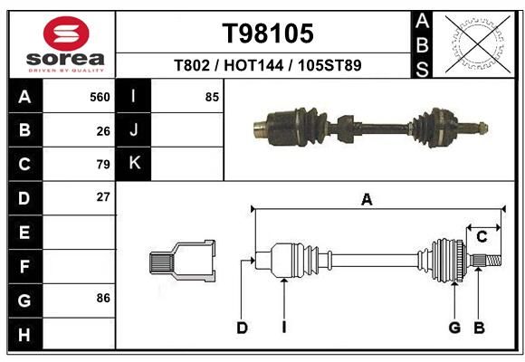 EAI Приводной вал T98105