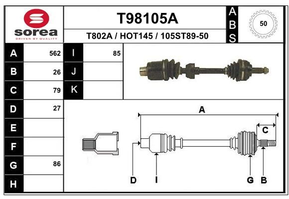 EAI Приводной вал T98105A