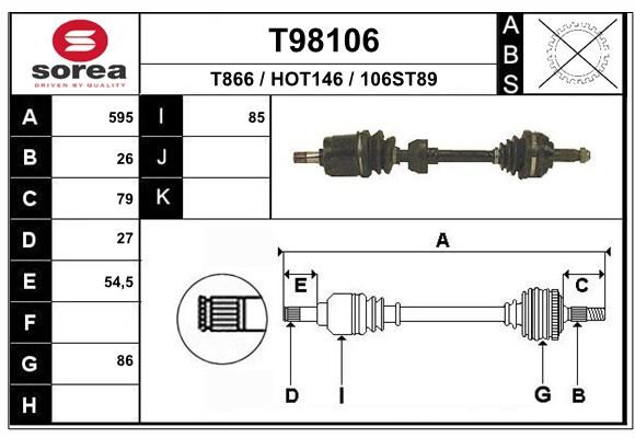 EAI Приводной вал T98106