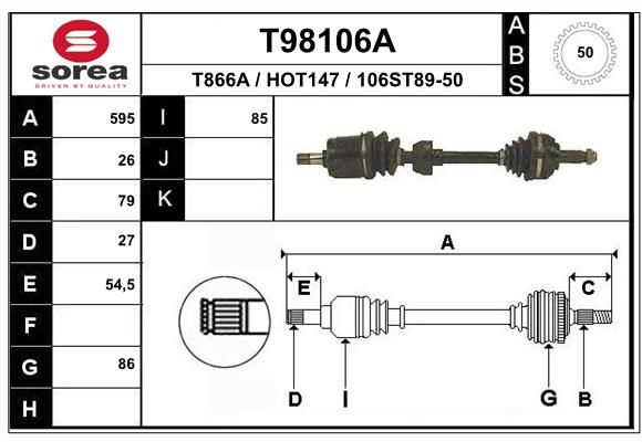 EAI Приводной вал T98106A