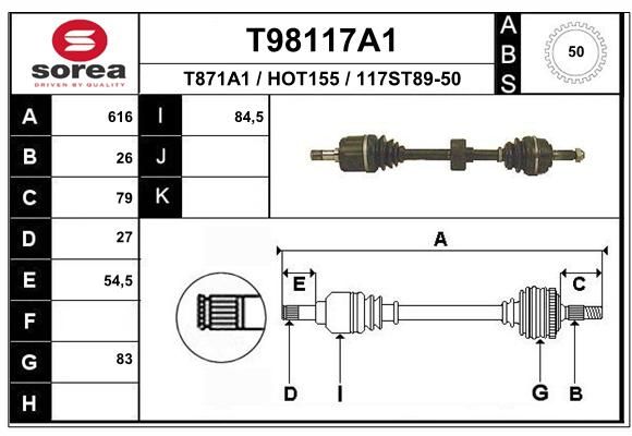 EAI Приводной вал T98117A1