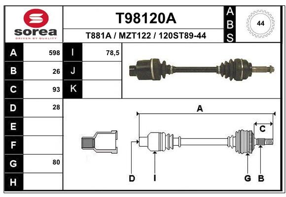 EAI Приводной вал T98120A