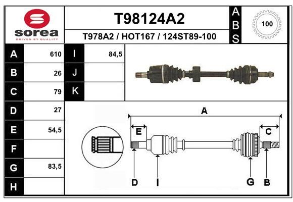 EAI Приводной вал T98124A2