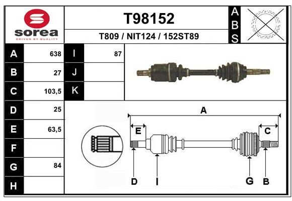 EAI Приводной вал T98152