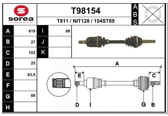 EAI Приводной вал T98154