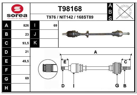 EAI Приводной вал T98168