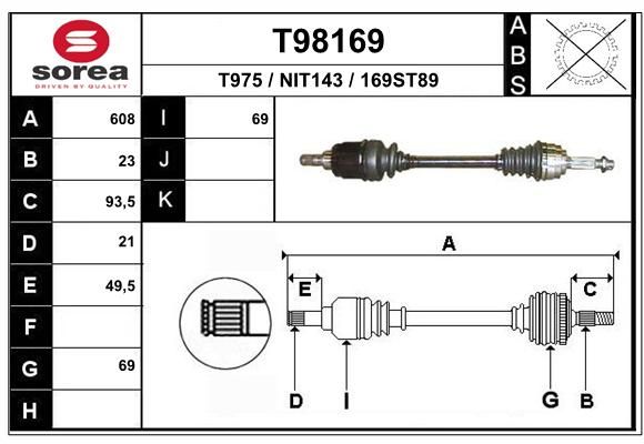 EAI Приводной вал T98169