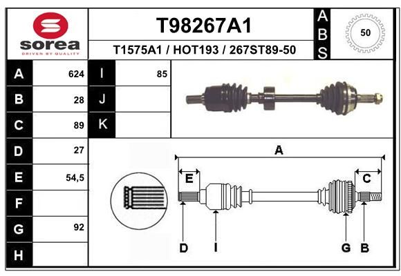 EAI Приводной вал T98267A1