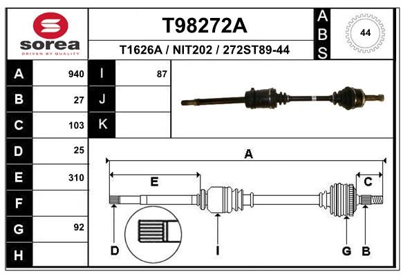 EAI Приводной вал T98272A