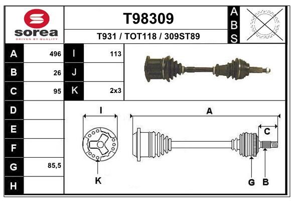 EAI Приводной вал T98309