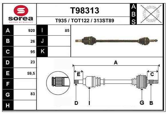 EAI Приводной вал T98313