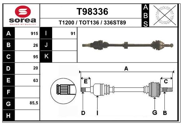 EAI Приводной вал T98336