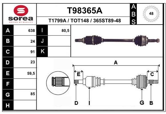 EAI Приводной вал T98365A