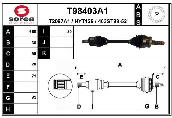 EAI Приводной вал T98403A1