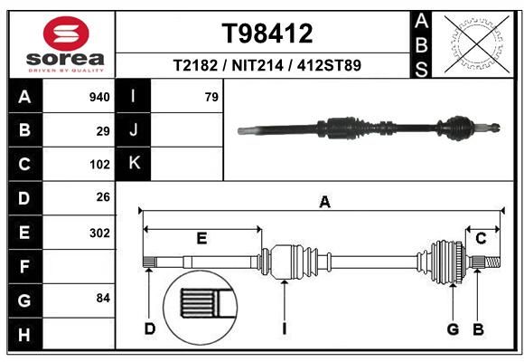 EAI Приводной вал T98412